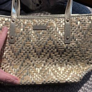 Kate Spade Metallic Gold Woven Tote